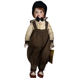 FRANKLIN HEIRLOOM Boy DOLL Bisque Porcelain Hand Painted Original Box & Tag